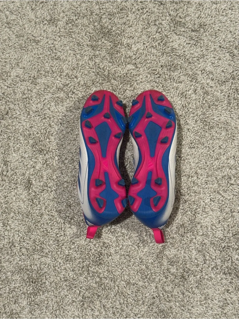 Adidas Kids Soccer Cleats Youth Goletto IX Size 1.5 White Blue Pink Slip On